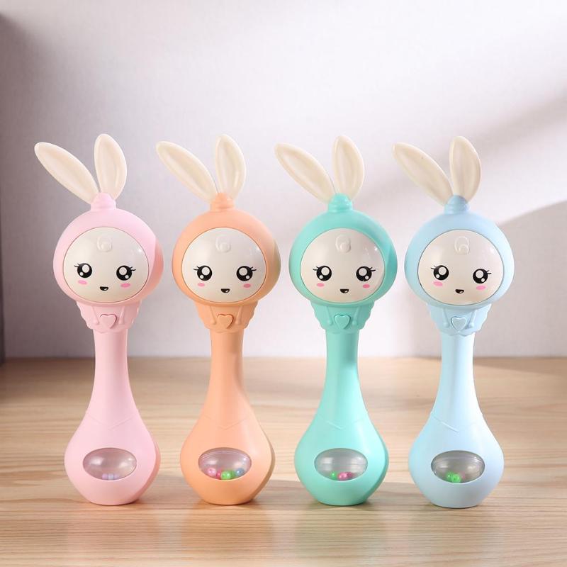 Bunny Rattle with Music and Light Teether